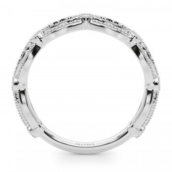 Antique Lab Black Lab Grown Diamond & Lab Grown Diamond Wedding Ring Band 14K White Gold (0.20ct)